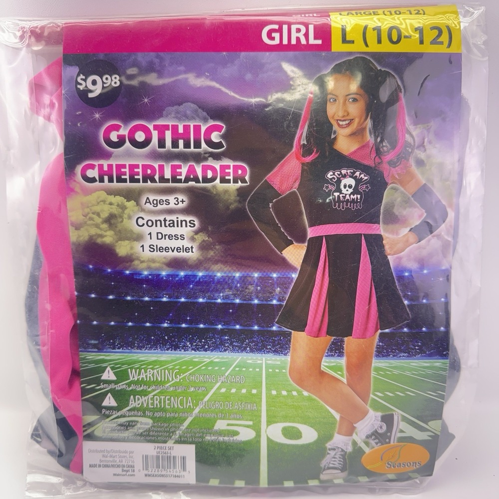 Seasons Gothic Cheerleader Halloween Dress up Costume Girl Large Dress 10-12